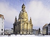 Monumentální Frauenkirche zcela podlehl zkáze na konci druhé světové války. Ze 43 procent byl obnoven z původních dílů.