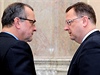 Pád Svobody rezonuje ve vládě. Nečas obviňuje Kalouska | Lidovky.cz - Zprávy z domova Premiér Petr Nečas (vpravo) v diskuzi s ministrem financí Miroslavem Kalouskem.