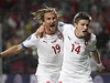 Petr Jir��ek a V�clav Pila� oslavuj� g�l p�i utk�n� �esko vs Rusko na ME ve fotbale 2012. 