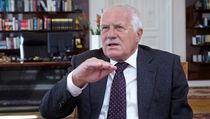 Prezident V�clav Klaus p�i rozhovoru pro LN